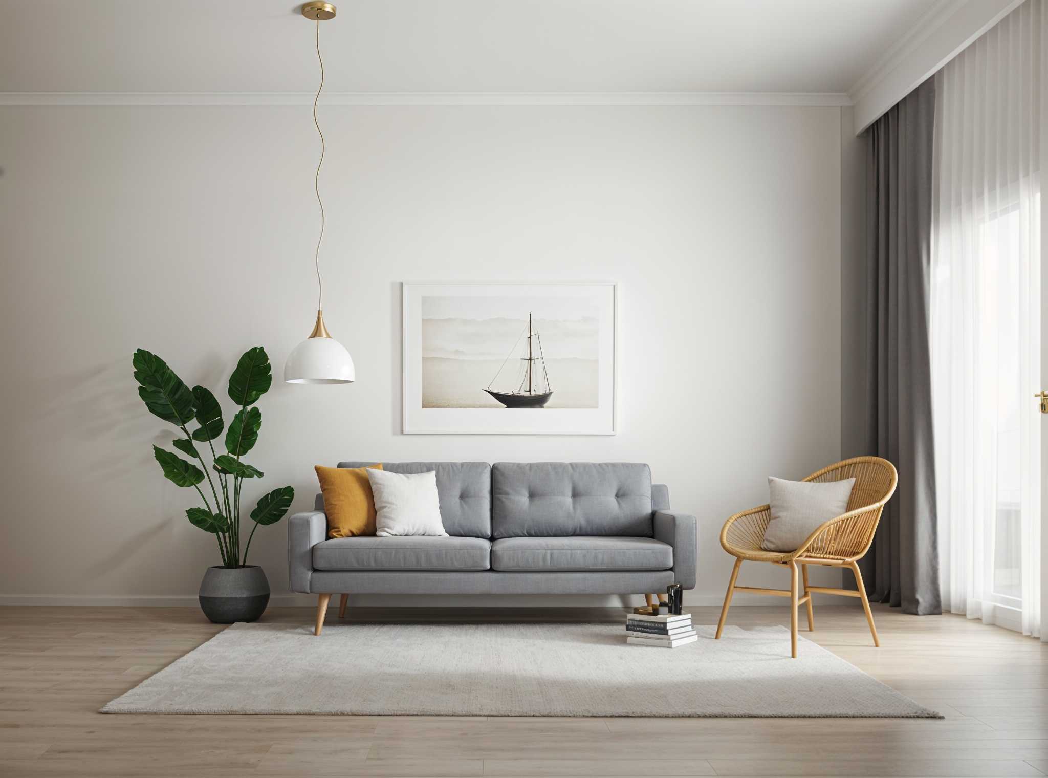 AI-rendered photorealistic home interior from sketch
