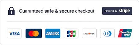 Guaranteed safe & secure checkout — Powered by Stripe